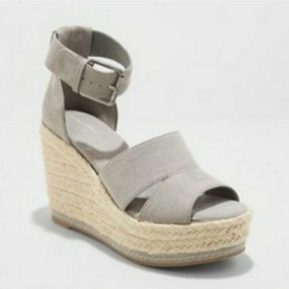 7.5 Grey  Espadrille Wedges